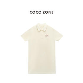 COCO ZONE “懒系裙”简约字母印花连衣裙气质翻领短袖长裙CC1B1491