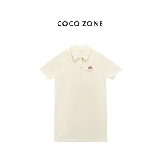 COCO ZONE “懒系裙”简约字母印花连衣裙气质翻领短袖长裙CC1B1491 商品图0