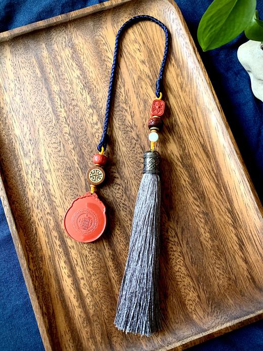 新款圆形帝王砂九宫牌流苏绕绳挂件/车挂01 饰品美物 商品图4