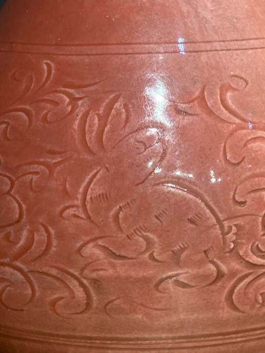 红釉刻花卉玉兔纹玉壶春瓶，顺丰包邮 商品图13