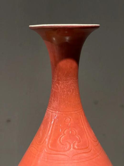 红釉刻花卉玉兔纹玉壶春瓶，顺丰包邮 商品图6