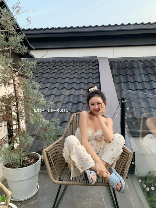 Read Nameless /带胸垫的睡衣三件套（吊带+长裤+开衫） 商品图6