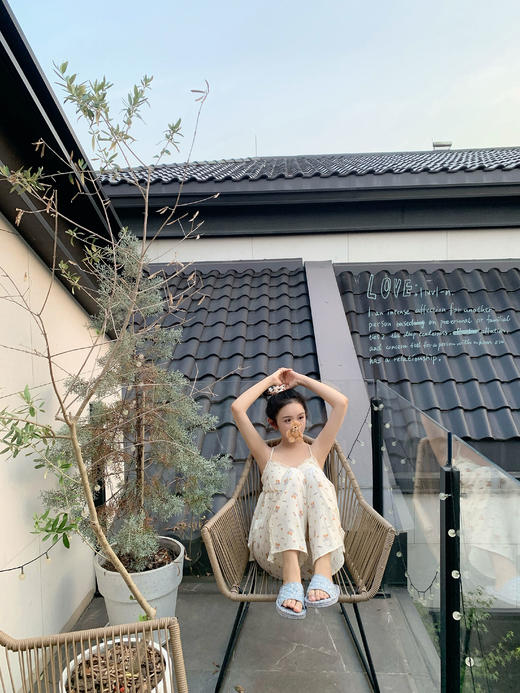 Read Nameless /带胸垫的睡衣三件套（吊带+长裤+开衫） 商品图4