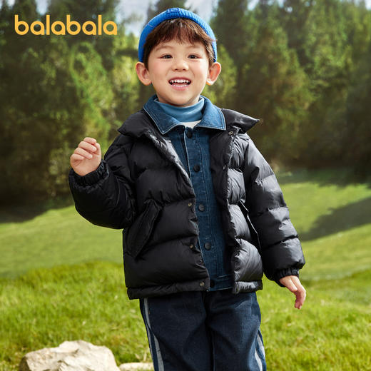 巴拉巴拉儿童羽绒服男童外套冬季牛仔拼接小童宝宝上衣保暖时尚潮 商品图0