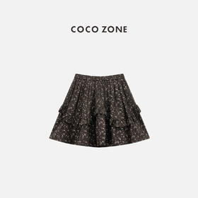 COCO ZONE "星允半裙”设计感不规则花边短裙撞色松紧腰半裙CC1B1504