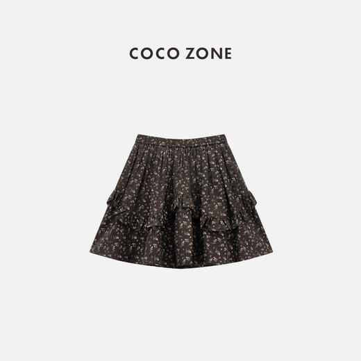 COCO ZONE "星允半裙”设计感不规则花边短裙撞色松紧腰半裙CC1B1504 商品图0