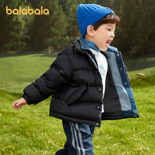 巴拉巴拉儿童羽绒服男童外套冬季牛仔拼接小童宝宝上衣保暖时尚潮 商品图2