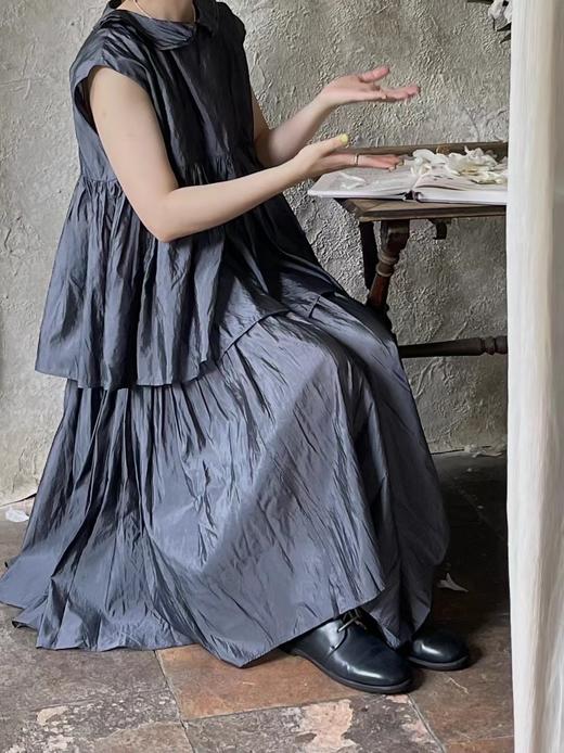 apuntob 真丝毛边领缩褶上衣衬衫 商品图1