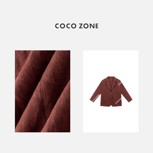 COCO ZONE 麻料翻领西装外套纯色百搭单排扣上衣CC1B1379 商品图2