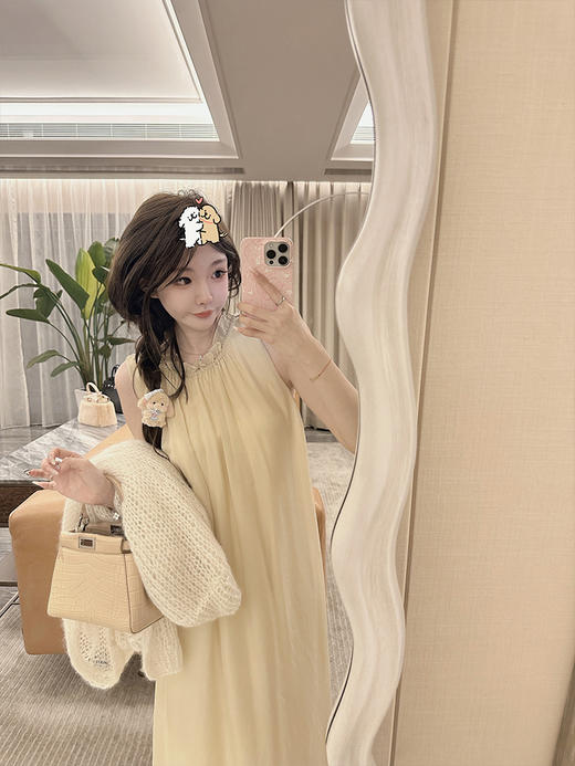 金蘑菇菇  le mutisme白色情书 / 真丝内搭裙无袖宽松藏肉连衣裙 商品图3