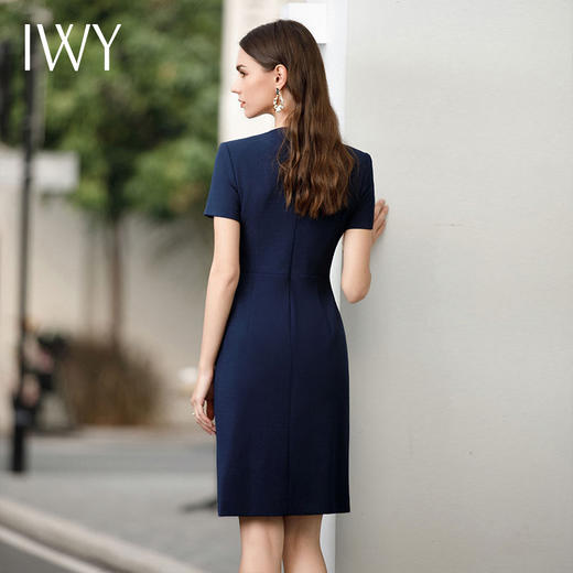 IWY/夏季薄款售楼部连衣裙女高端职业工装藏青色正式场合西装裙Q987 商品图4