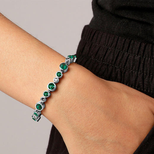订购6周到｜Dyrberg Kern-TERESIA-水晶 翡翠绿 手链（银色）［丹麦设计师］ 商品图1