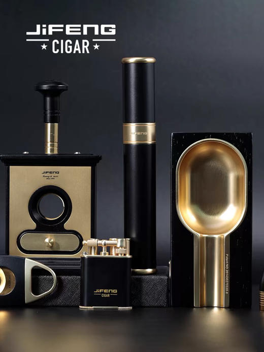 JIFENG季风烟缸打火机雪茄管黄铜套装 商品图0