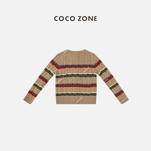 COCO ZONE秋复古彩色条纹针织开衫长袖设计感毛衣23C19781 商品图1