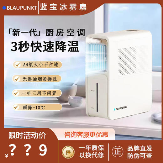 德国蓝宝厨房冰雾扇小型家用电风扇空调扇防油烟冰雾扇制冷台式扇 商品图0