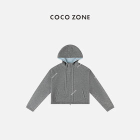 COCO ZONE早秋卫衣外套拉链系绳连帽针织长袖 23C29763