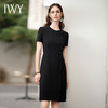 IWY/黑色短袖连衣裙女气质通勤圆领上班职业西装裙案场客服正装Q987 商品缩略图3