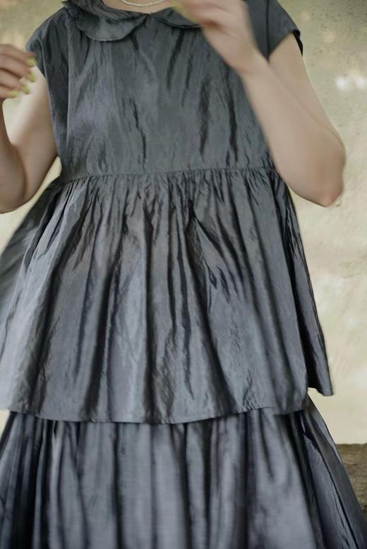 apuntob 真丝毛边领缩褶上衣衬衫 商品图4