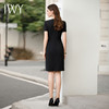 IWY/黑色短袖连衣裙女气质通勤圆领上班职业西装裙案场客服正装Q987 商品缩略图4