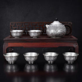 子佩集S999银【升祺骈福】套装【BX002076401】纯银小茶壶茶杯摆件套装2406