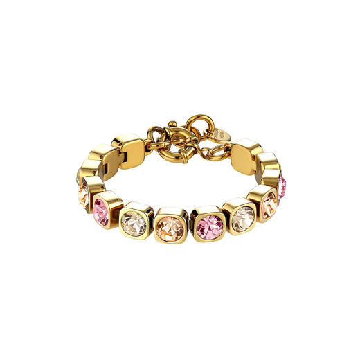 订购6周到｜Dyrberg Kern-CONIAN-水晶 蔷薇色 桃色  手链（金色）［丹麦设计师］ 商品图0