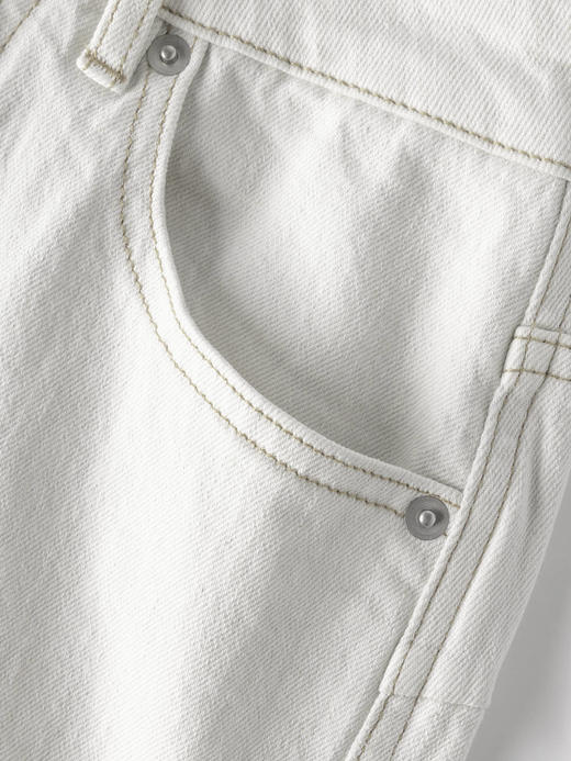 COCO ZONE "南乔”夏季薄款米白色牛仔裤简约显瘦直筒裤CC1B1512 商品图7