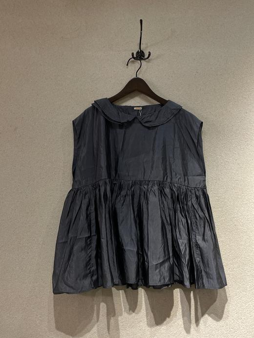 apuntob 真丝毛边领缩褶上衣衬衫 商品图13