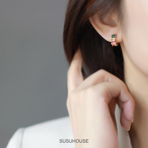 彩色锆石蚊香盘耳夹无耳洞女耳圈撞色耳环圆圈小巧无痛耳饰 商品图8