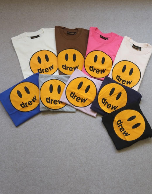 急茬儿的啊 速来抄底 哈！情侣段 Drew 笑脸 赛罗纺精梳棉 短袖Tee 9色入 商品图0