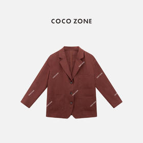 COCO ZONE 麻料翻领西装外套纯色百搭单排扣上衣CC1B1379