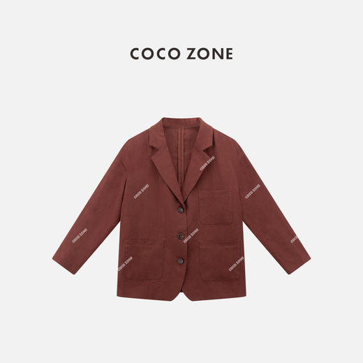 COCO ZONE 麻料翻领西装外套纯色百搭单排扣上衣CC1B1379 商品图0
