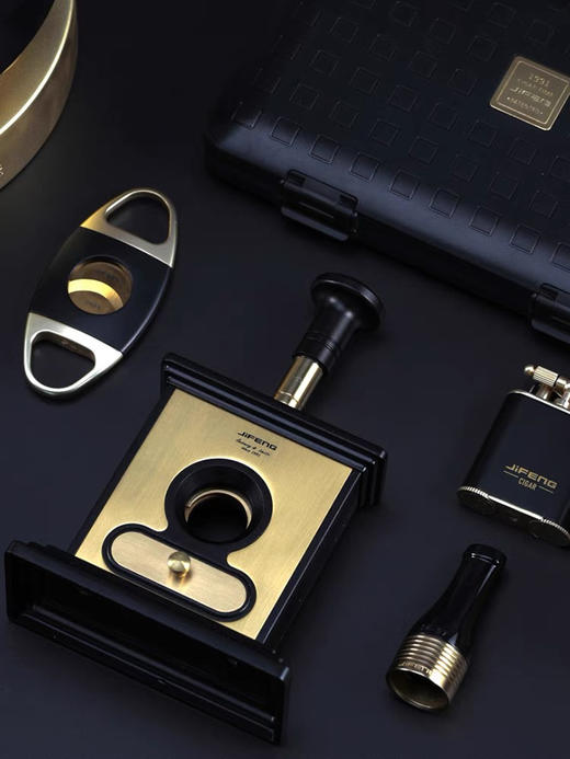 JIFENG季风烟缸打火机雪茄管黄铜套装 商品图1