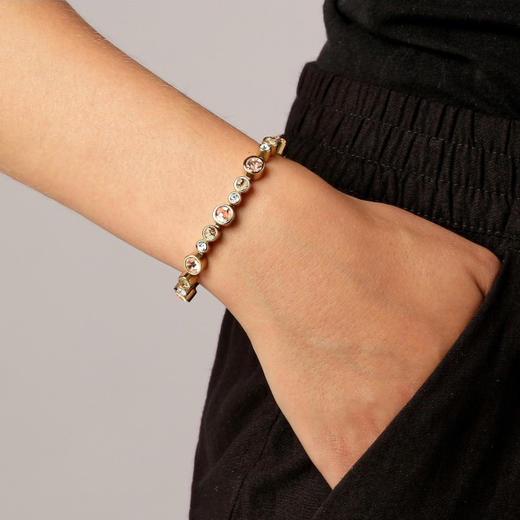 订购6周到｜Dyrberg Kern-TERESIA-水晶 桃色 手链（金色） ［丹麦设计师］ 商品图1