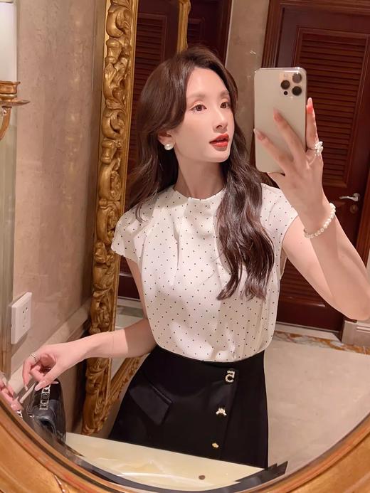 张心子【香芒甜茶】海军领减龄条纹针织上衣女夏季新款法式polo衫 U2406016 商品图8