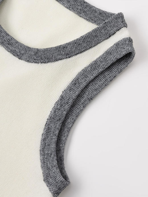 COCO ZONE 2024撞色圆领针织吊带背心百搭坑条无袖毛衣CC2A0260 商品图5