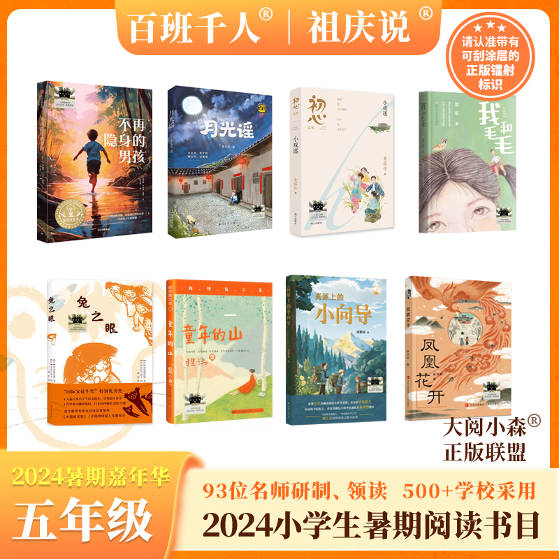 童年的山 不在隐身的男孩 高原上的小向导 初心 月光谣 兔之眼 凤凰花开 我和毛毛    2024年百班千人暑期书目5年级套装8本|祖庆说名师推荐正版现货速发小学生课外阅读