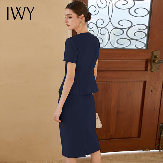 IWY/藏青色西装半裙女短袖售楼部工装气质干练酒店接待职业裙装CS1999 商品图4