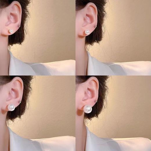 磁吸高亮贝母珍珠耳夹无耳洞气质名媛时尚百搭半圆珠耳蜗耳骨耳钉 商品图3