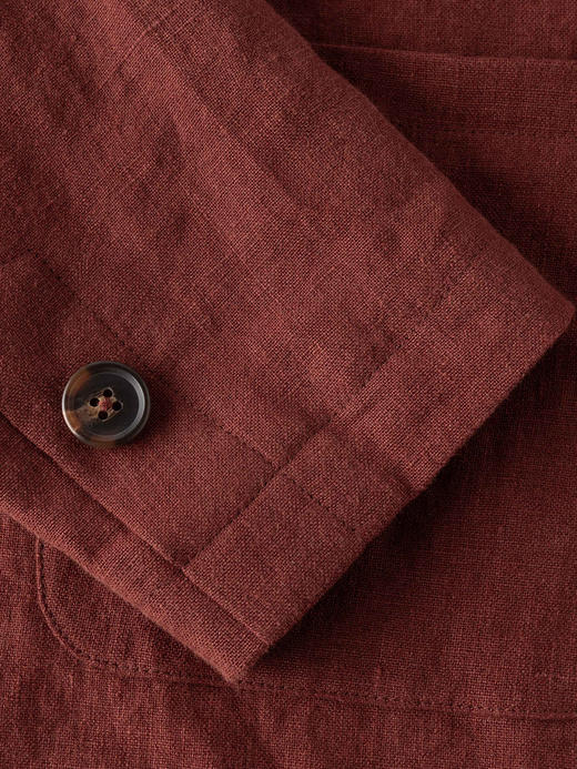 COCO ZONE 麻料翻领西装外套纯色百搭单排扣上衣CC1B1379 商品图6