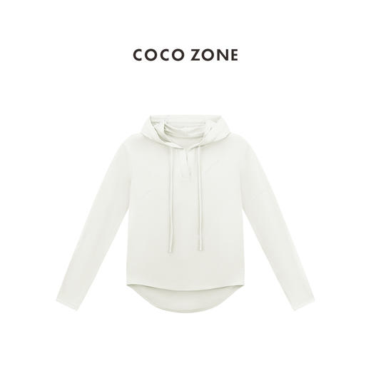 COCO ZONE 设计感抽绳连帽长袖T恤简约休闲上衣CC1B1478 商品图0
