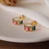 彩色锆石蚊香盘耳夹无耳洞女耳圈撞色耳环圆圈小巧无痛耳饰 商品缩略图0