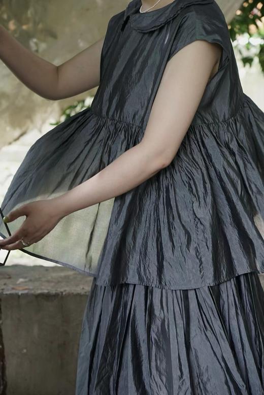 apuntob 真丝毛边领缩褶上衣衬衫 商品图5