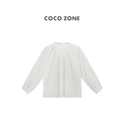 COCO ZONE 100棉设计感系带长袖衬衫别致显瘦纯色上衣CC1B1116 商品图1