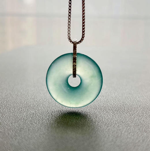 高冰到玻璃种淡晴水翡翠平安扣18k白金钻石镶嵌 商品图8