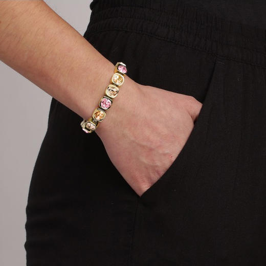 订购6周到｜Dyrberg Kern-CONIAN-水晶 蔷薇色 桃色  手链（金色）［丹麦设计师］ 商品图1