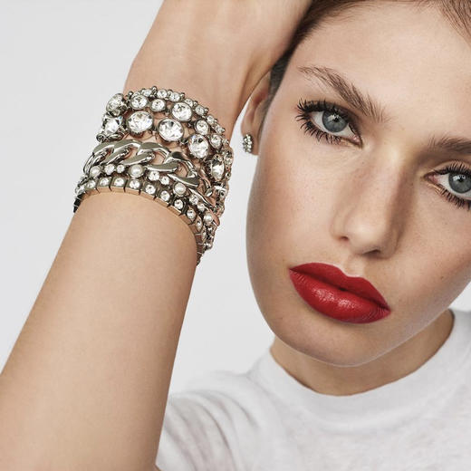 订购6周到｜Dyrberg Kern-SACHA-白色 水晶珍珠 手链（银色）［丹麦设计师］ 商品图1