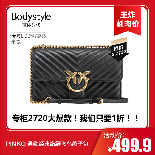 【6.17王炸割肉价】PINKO 通勤经典绗缝飞鸟燕子包 （大号长26宽7高16 无芯片） 商品图0