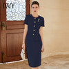 IWY/藏青色西装半裙女短袖售楼部工装气质干练酒店接待职业裙装CS1999 商品缩略图3