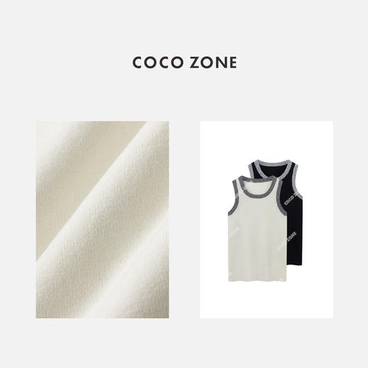 COCO ZONE 2024撞色圆领针织吊带背心百搭坑条无袖毛衣CC2A0260 商品图2