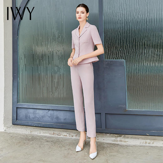 IWY/夏季薄款美容院前台西装套裤女气质粉色正式场合主持职业装工作服CP2003 商品图4